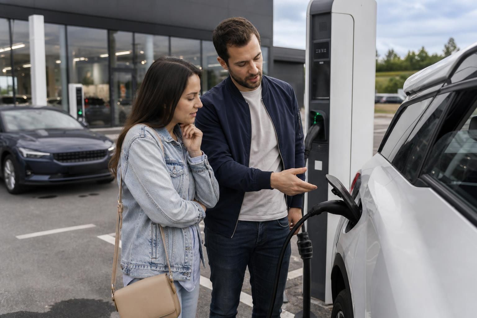 Par razgovara pored punjača dok auto se puni