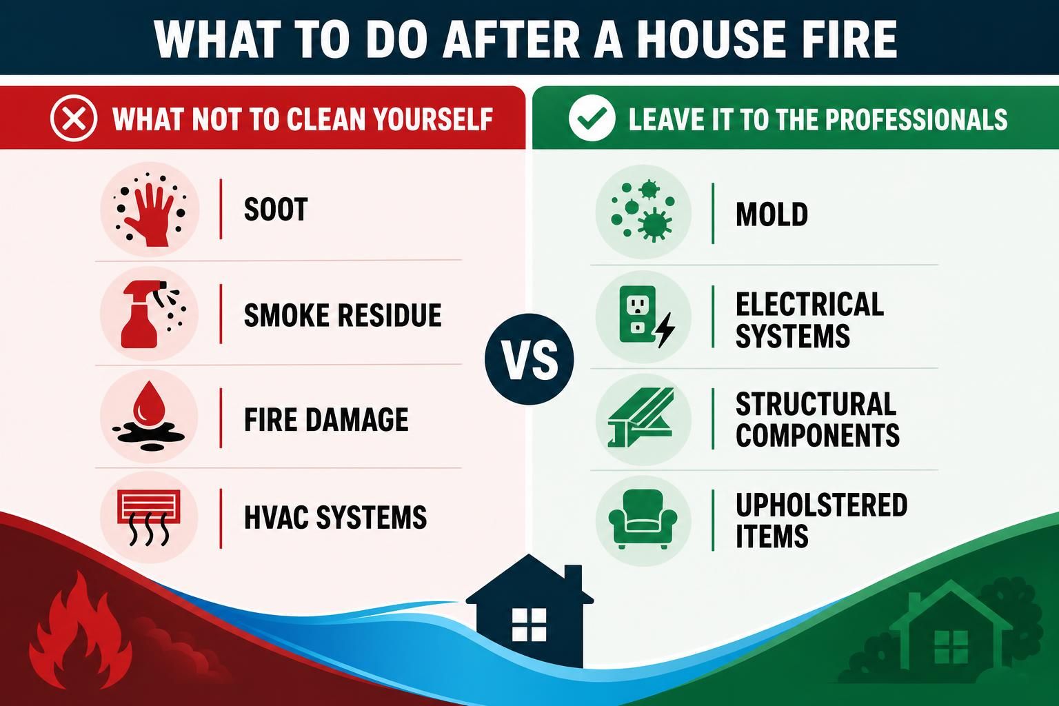 Infographic compares soot, smoke residue, mold, and electrical systems